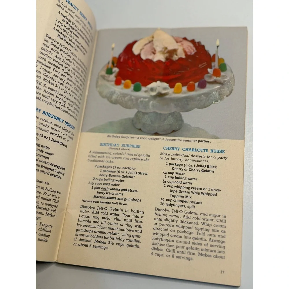 VTG Joys of Jell-O Gelatin Dessert Recipe Book Green Softcover Retro Mid Century